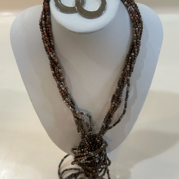 SHADES OF BROWN Jewlery Lot. Jewelry Set Includes Necklace Bracelet & Earrings. - Picture 7 of 12